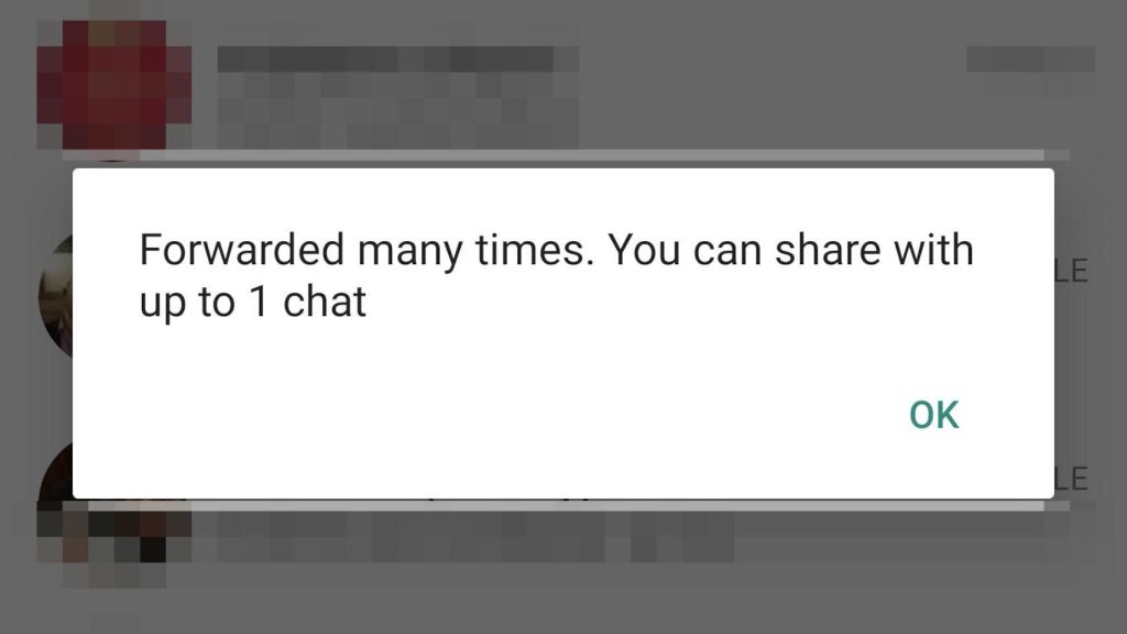 Los mensajes reenviados varias veces en WhatsApp ya sufren la limitación