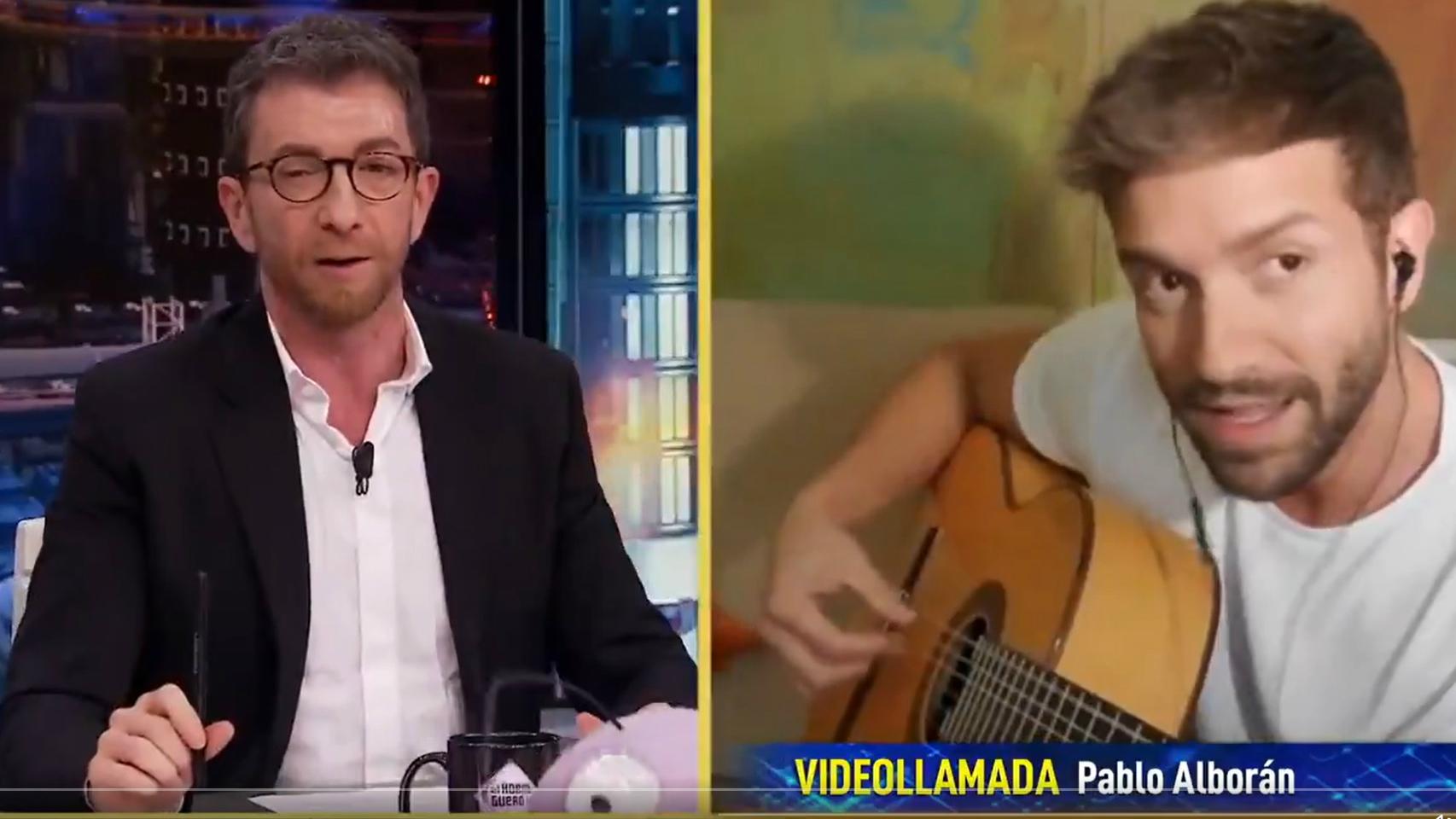 Pablo Alborán durante su videollamada a 'El Hormiguero'.