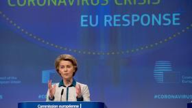 La presidenta Ursula von der Leyen, durante la rueda de prensa de este miércoles