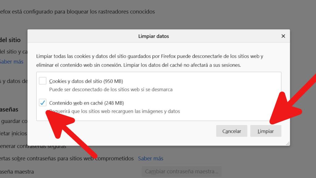 Limpiando la caché en Firefox