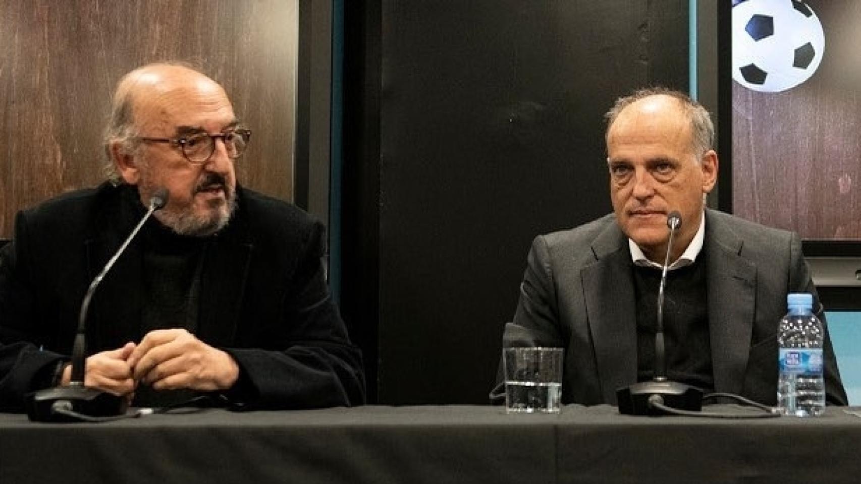 Jaume Roures, junto a Javier Tebas a principios de 2020