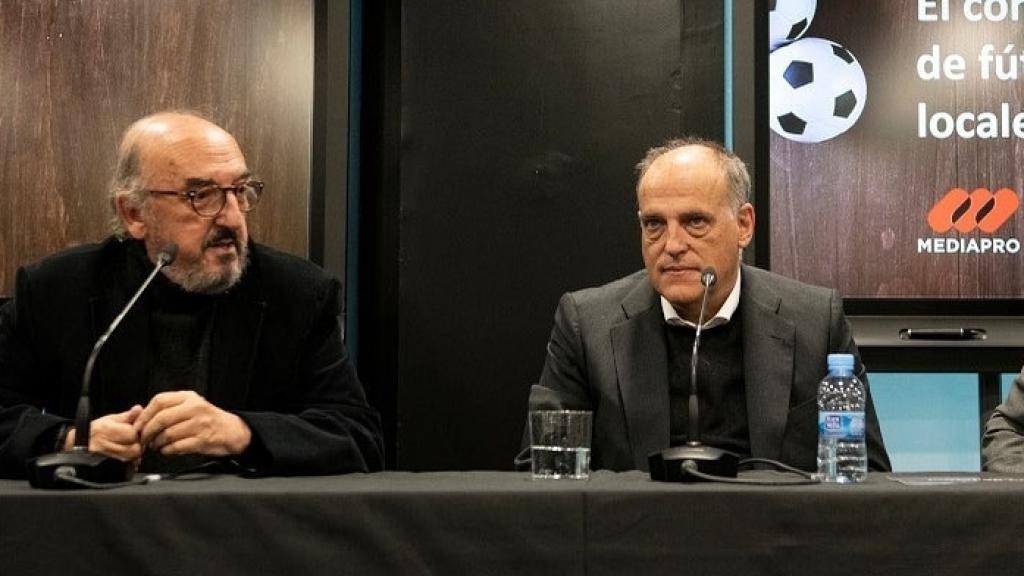 Jaume Roures, junto a Javier Tebas a principios de 2020