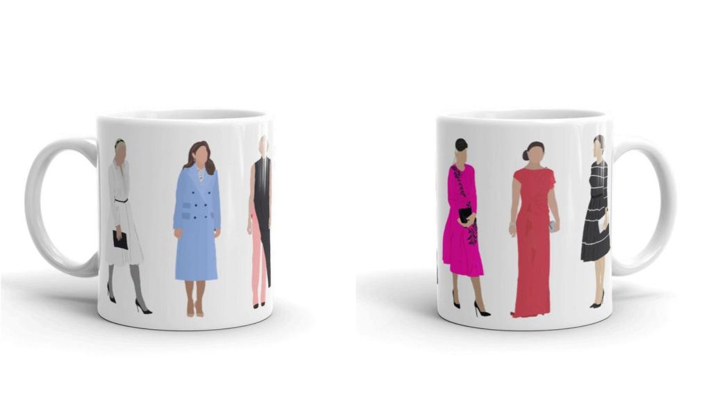 Letizia, Mette-Marit, Charlene de Mónaco, Victoria de Suecia, Mary de Dinamarca  y Máxima de Holanda en una taza.