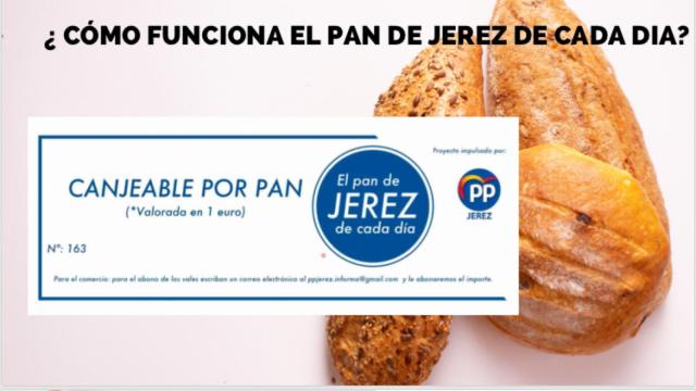 Vale canjeable por pan en Jerez de la iniciativa solidaria del PP en la localidad.