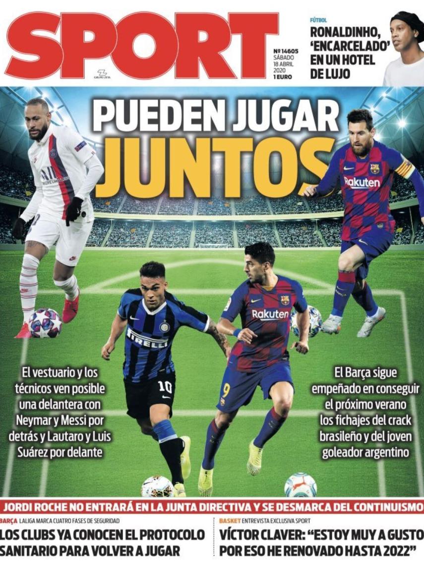 La portada del diario SPORT (18/04/2020)