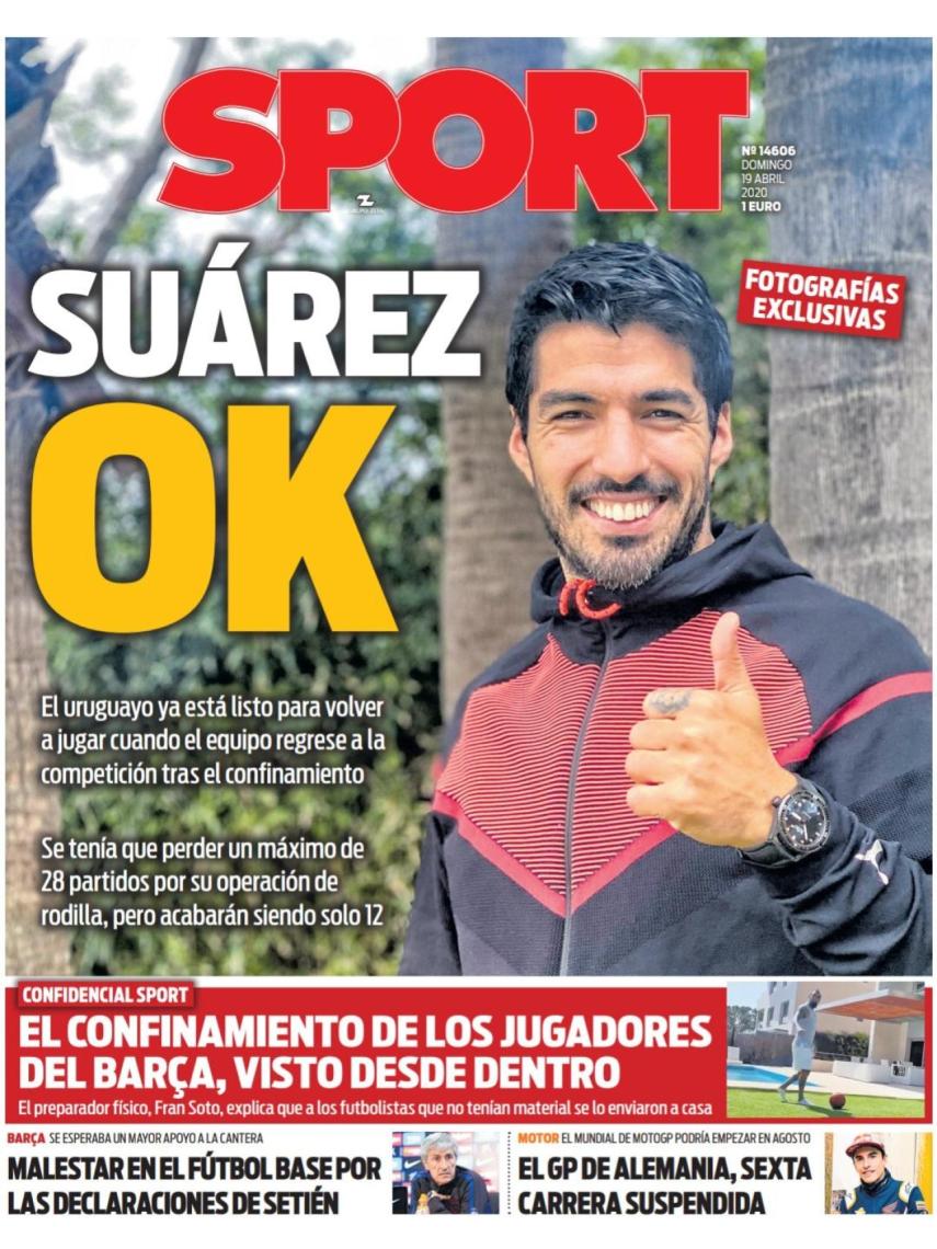 La portada del diario SPORT (19/04/2020)