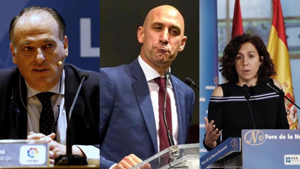 Javier Tebas, Luis Rubiales e Irene Lozano