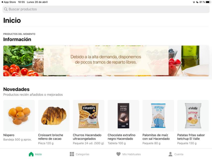 App del Mercadona en iPad.