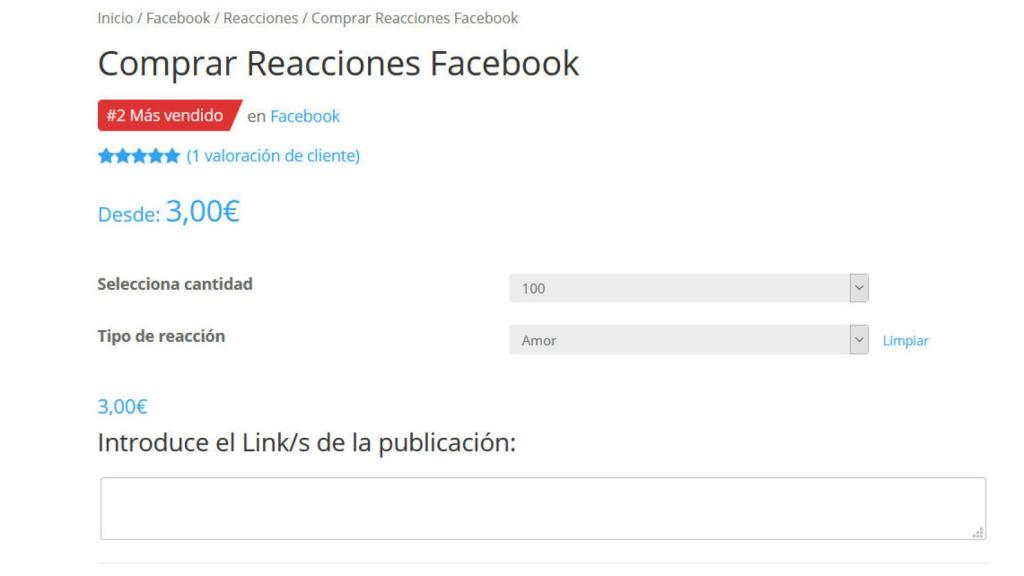 Es posible comprar reacciones de bots en Facebook a partir de 3 €