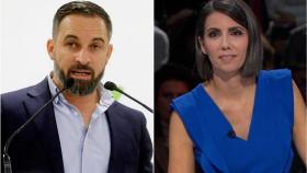 El líder de Vox, Santiago Abascal, y la fundadora de Newtral, Ana Pastor.