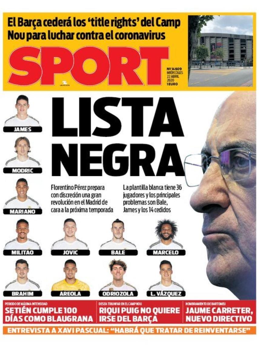 La portada del diario SPORT (22/04/2020)