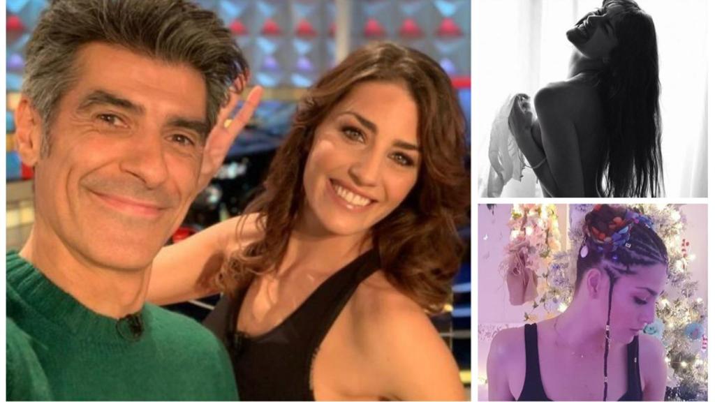 Laura Moure junto a Jorge Fernández y dos imágenes de sus redes sociales en montaje JALEOS.