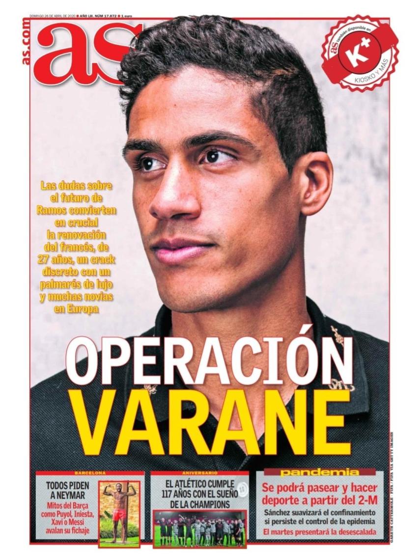 La portada del diario AS (26/04/2020)