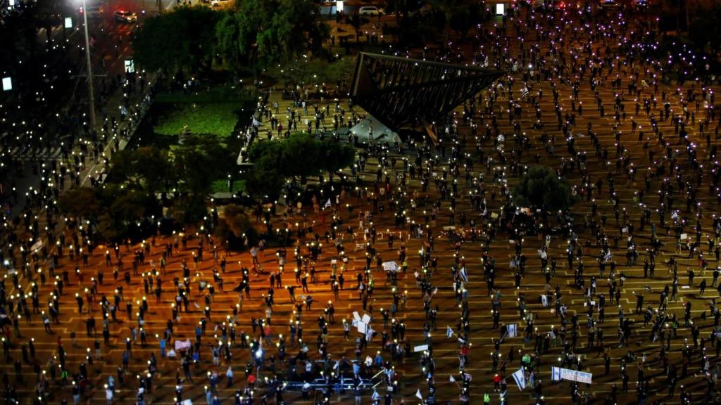 Manifestación contra Netanyahu, el pasado 19 de abril en la plaza Isaac Rabin de Tel Aviv.