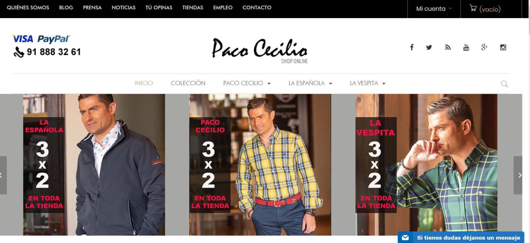 Inicio de la página web de Paco Cecilio, con rotunda presencia de Alfonso Merlos.