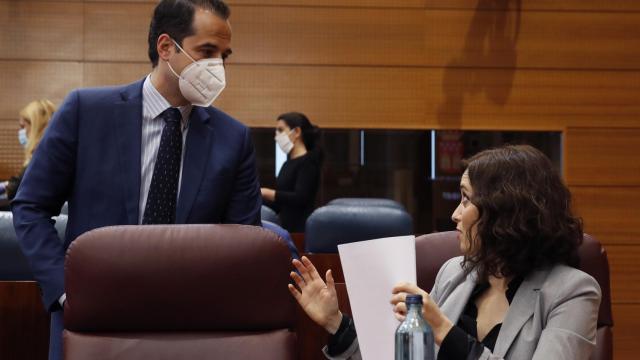 Isabel Díaz Ayuso e Ignacio Aguado en la Asamblea de Madrid.