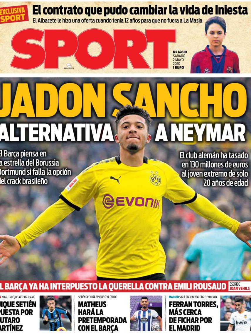 La portada del diario SPORT (02/05/2020)