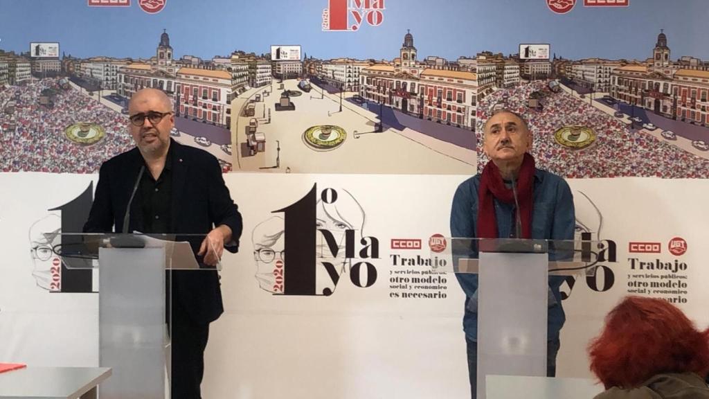 El secretario general de CCOO, Unai Sordo, y el de UGT, Pepe Álvarez.