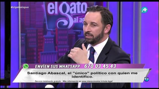 Santiago Abascal, en una intervención en 'El Gato al Agua'.