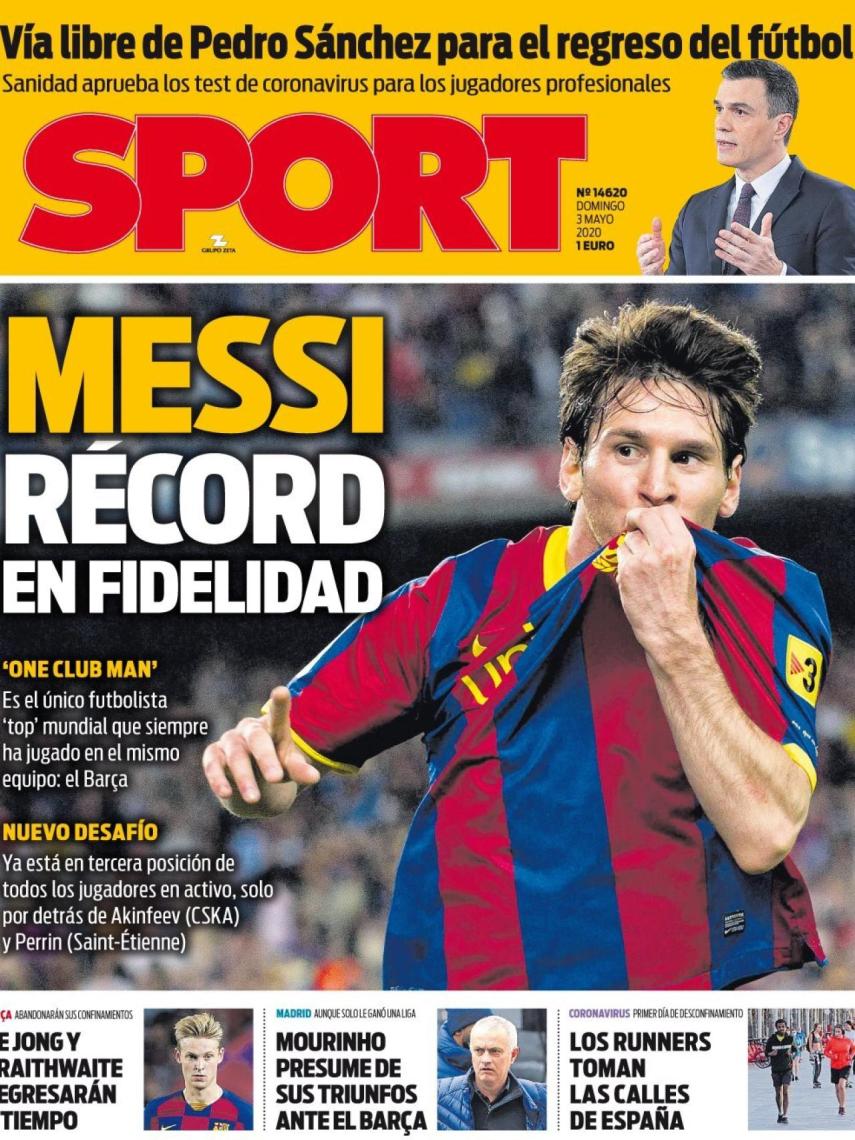 La portada del diario Sport (03/05/2020)