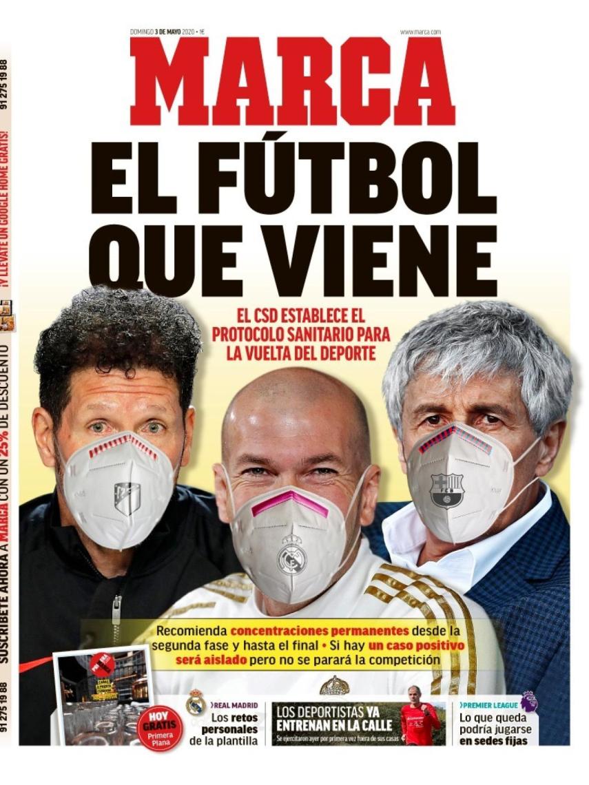 La portada del diario MARCA (03/05/2020)