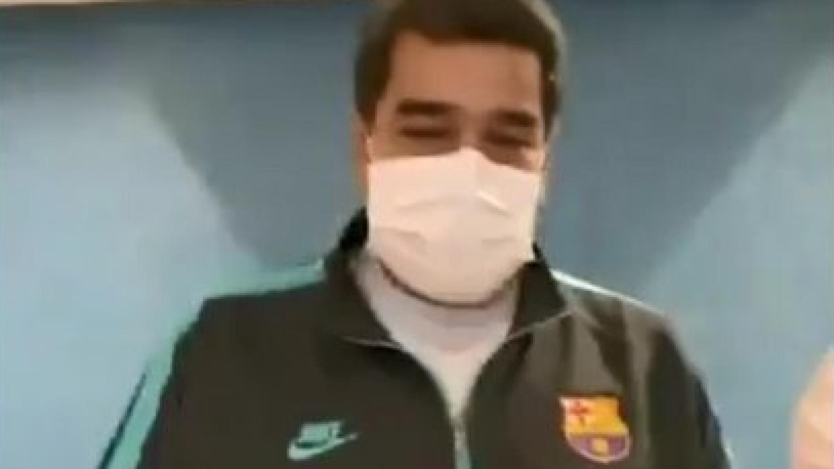 Nicolás Maduro, con el chándal del Barcelona