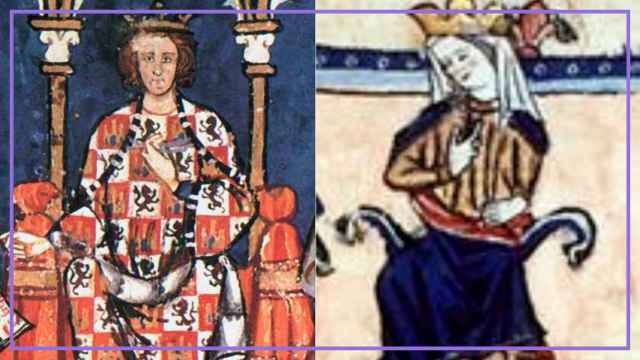 Retratos de Alfonso X y Violante de Aragón.