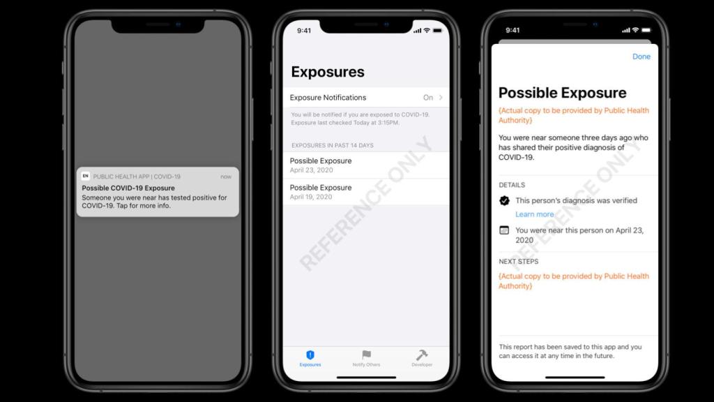 Notificación en iOS que indica que podemos haber sido expuestos al coronavirus