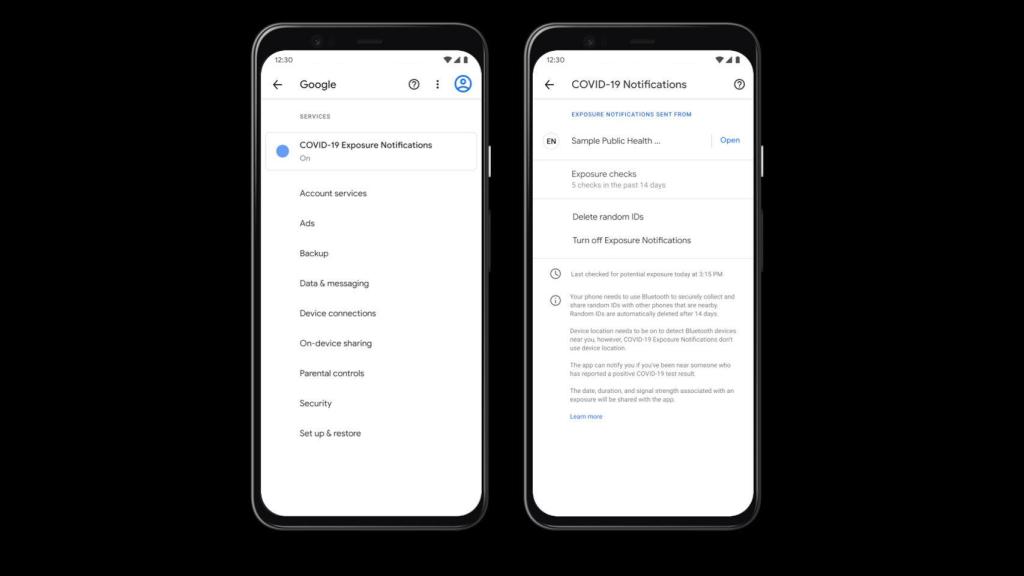 Configuración de la privacidad de las apps del coronavirus en Android