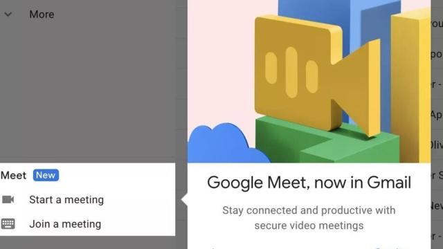 Integración de Meet con Gmail.