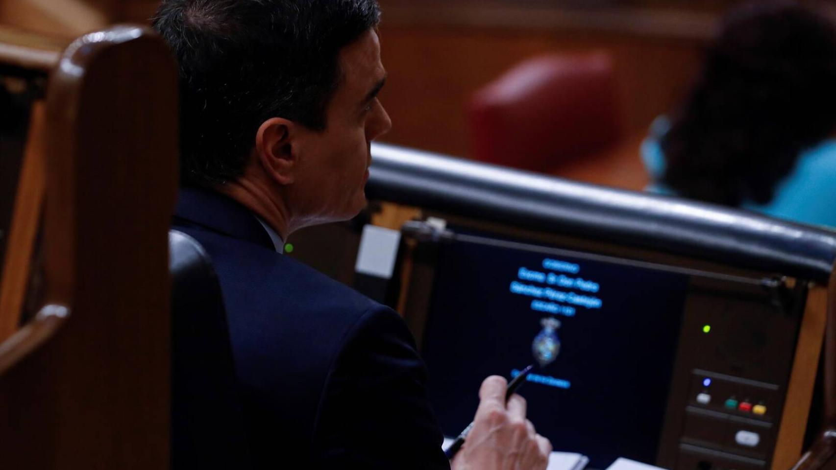 El presidente del Gobierno, Pedro Sánchez, en el pleno del Congreso este miércoles. Foto: Europa Press