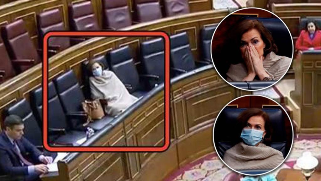 La vicepresidenta primera del Gobierno, durante el pleno del Congreso.