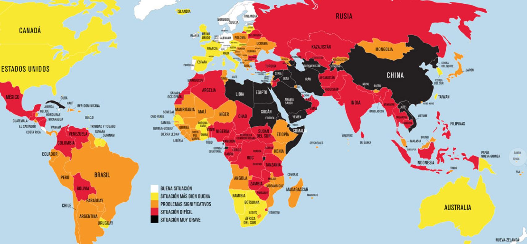 Índice Global de Libertad de Prensa de 2020 de Reporteros sin Fronteras.