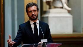 El presidente del PP, Pablo Casado, en el Senado.