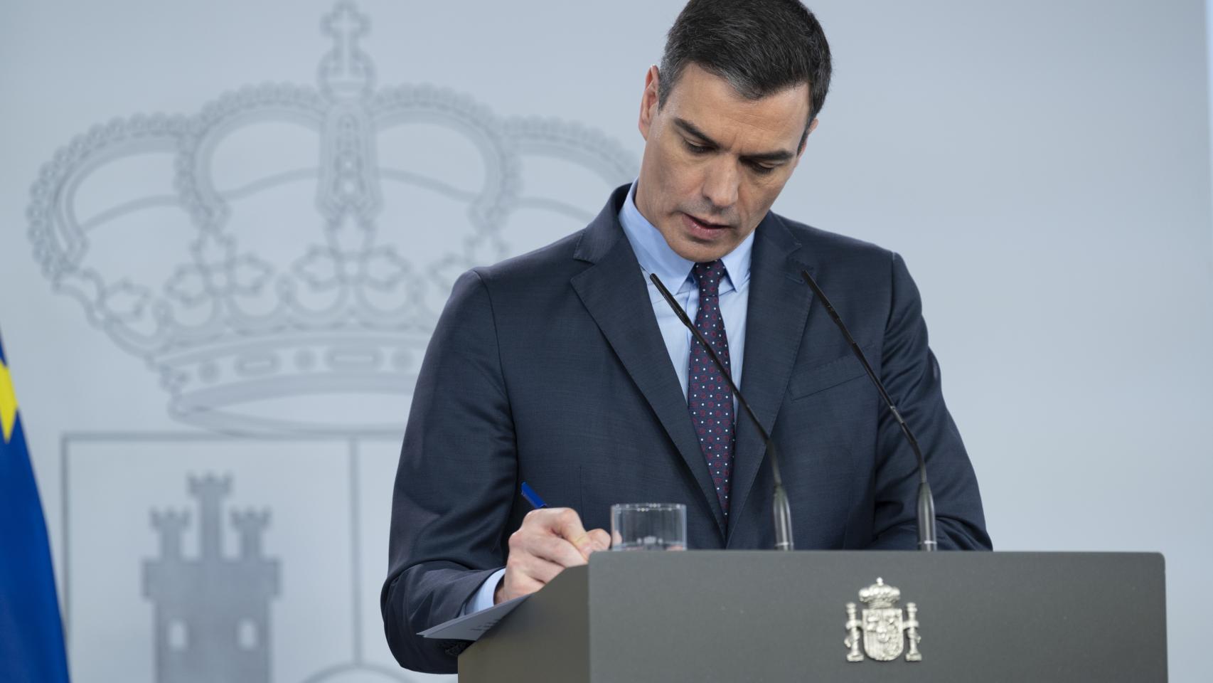 El presidente del Gobierno, Pedro Sánchez, durante su comparecencia en televisión.