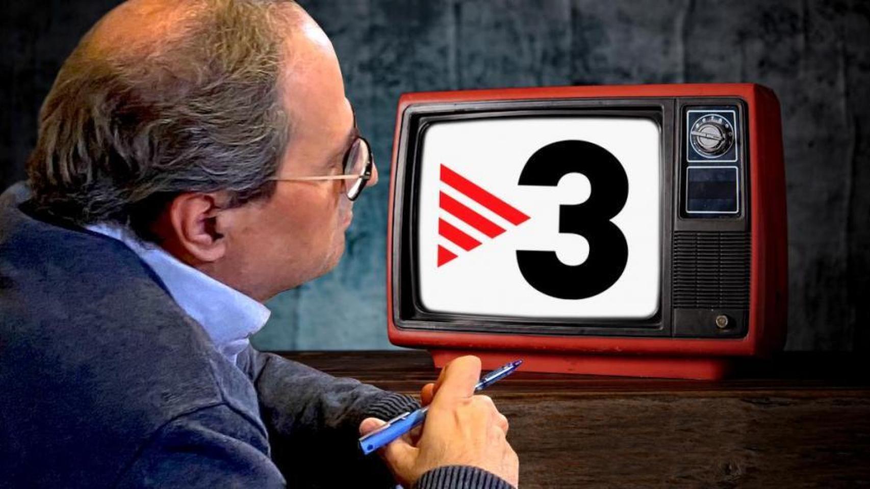 Fotomontaje del presidente de la Generalitat, Quim Torra, y Tv3.