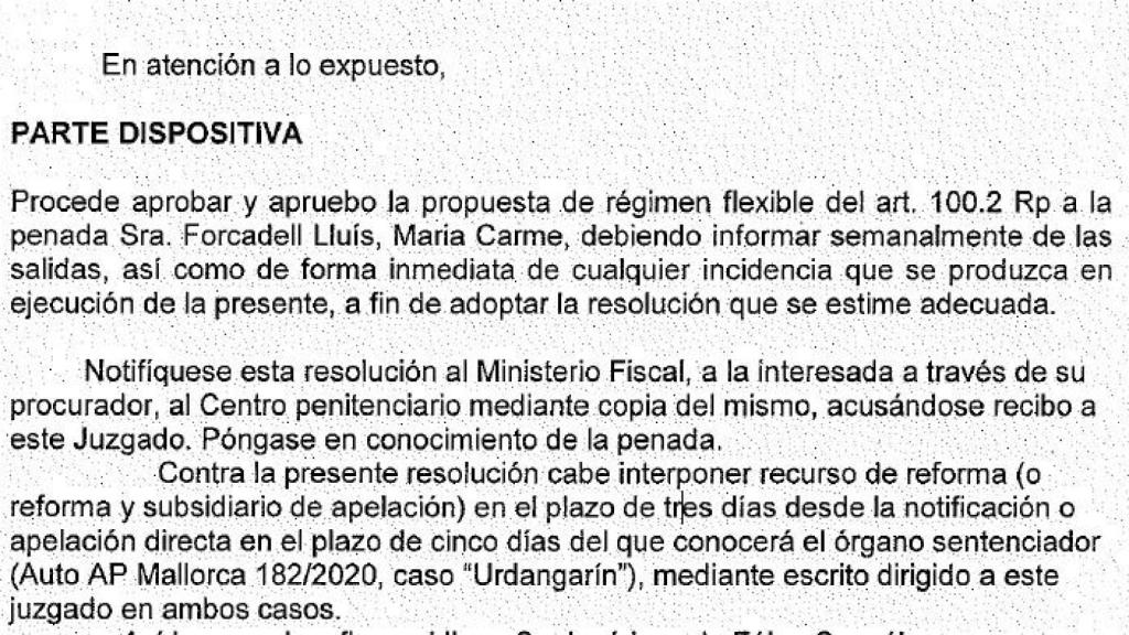 Resolución de juez de vigilancia penitenciaria número 3 de Cataluña./