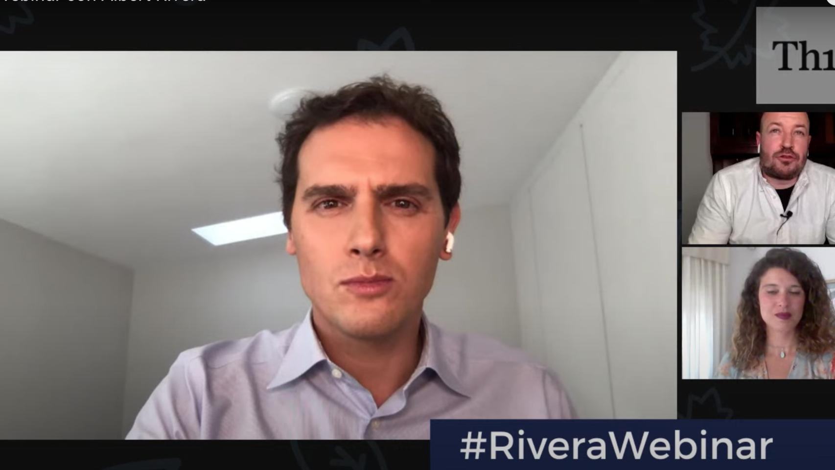 El expresidente de Ciudadanos, Albert Rivera, durante su webinar de este miércoles.