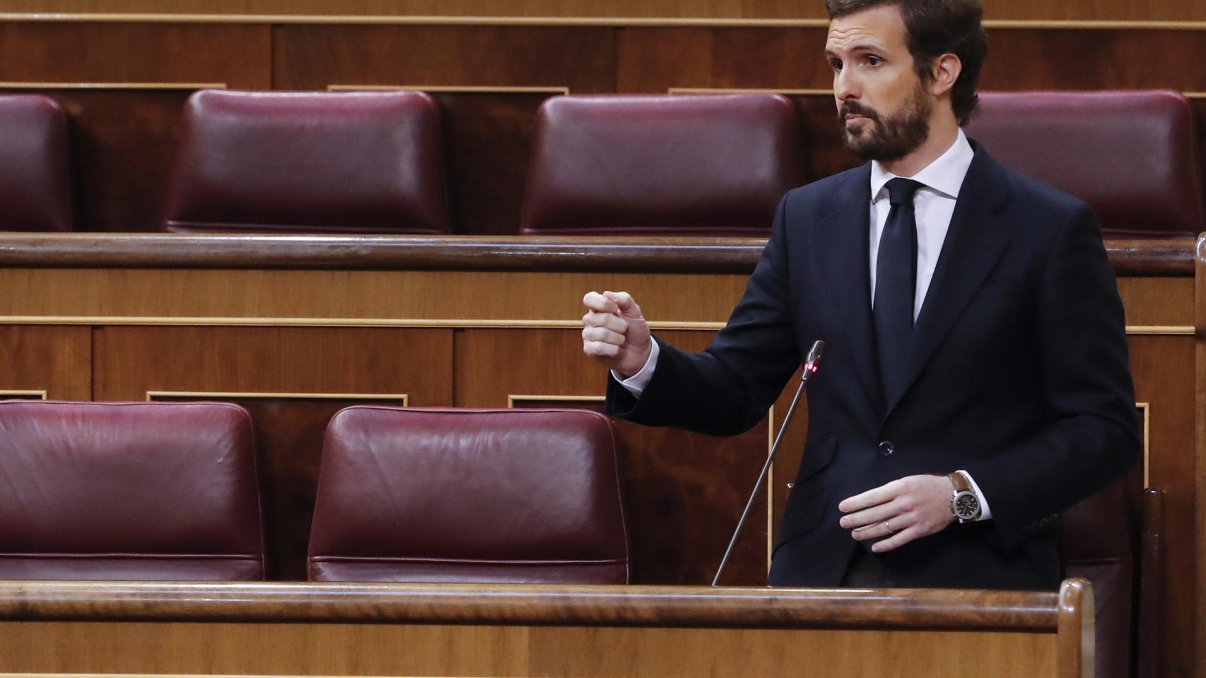 Pablo Casado, en la sesión de control al Gobierno en el Congreso.