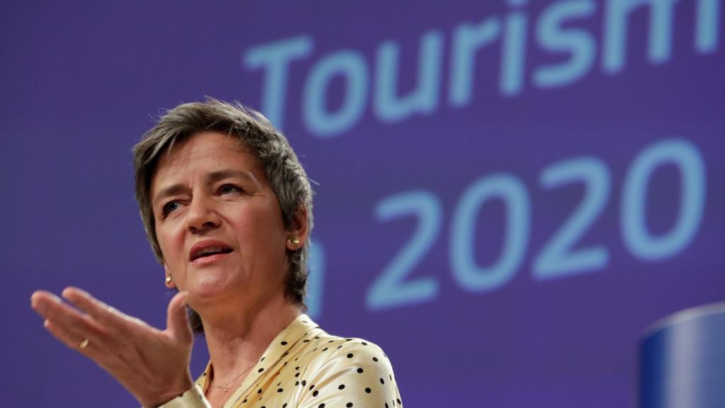 La vicepresidenta Margrethe Vestager, durante la rueda de prensa de este miércoles