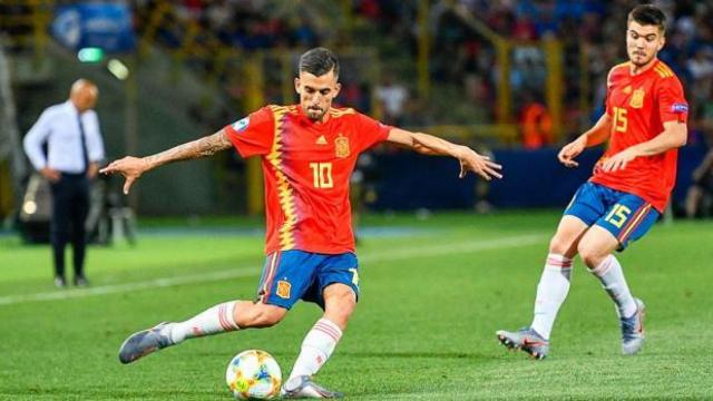 Ceballos, durante un partido del Europeo sub2