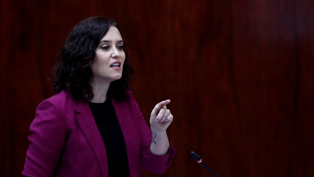 Isabel Díaz Ayuso en sesión de control en la Asamblea de Madrid.