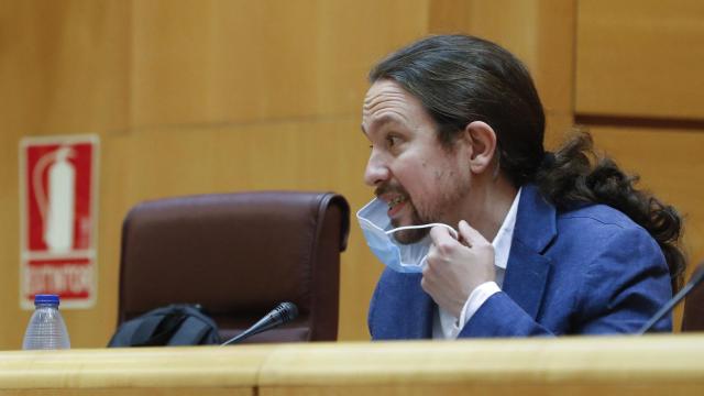 El vicepresidente segundo del Gobierno, Pablo Iglesias,  en la Comisión de Derechos Sociales del Senado este jueves.