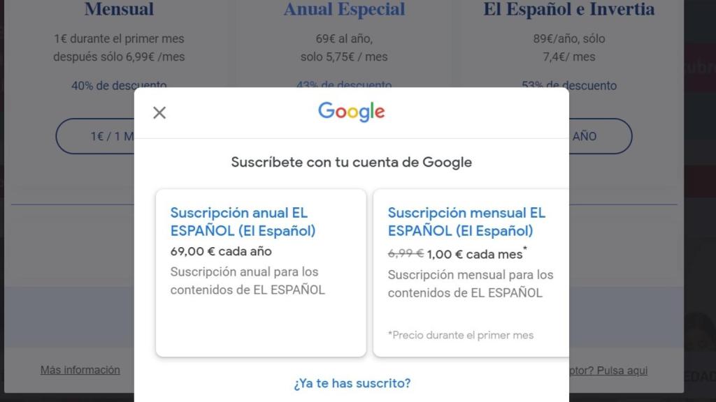 El Español se incorpora al sistema de suscripción digital de Google