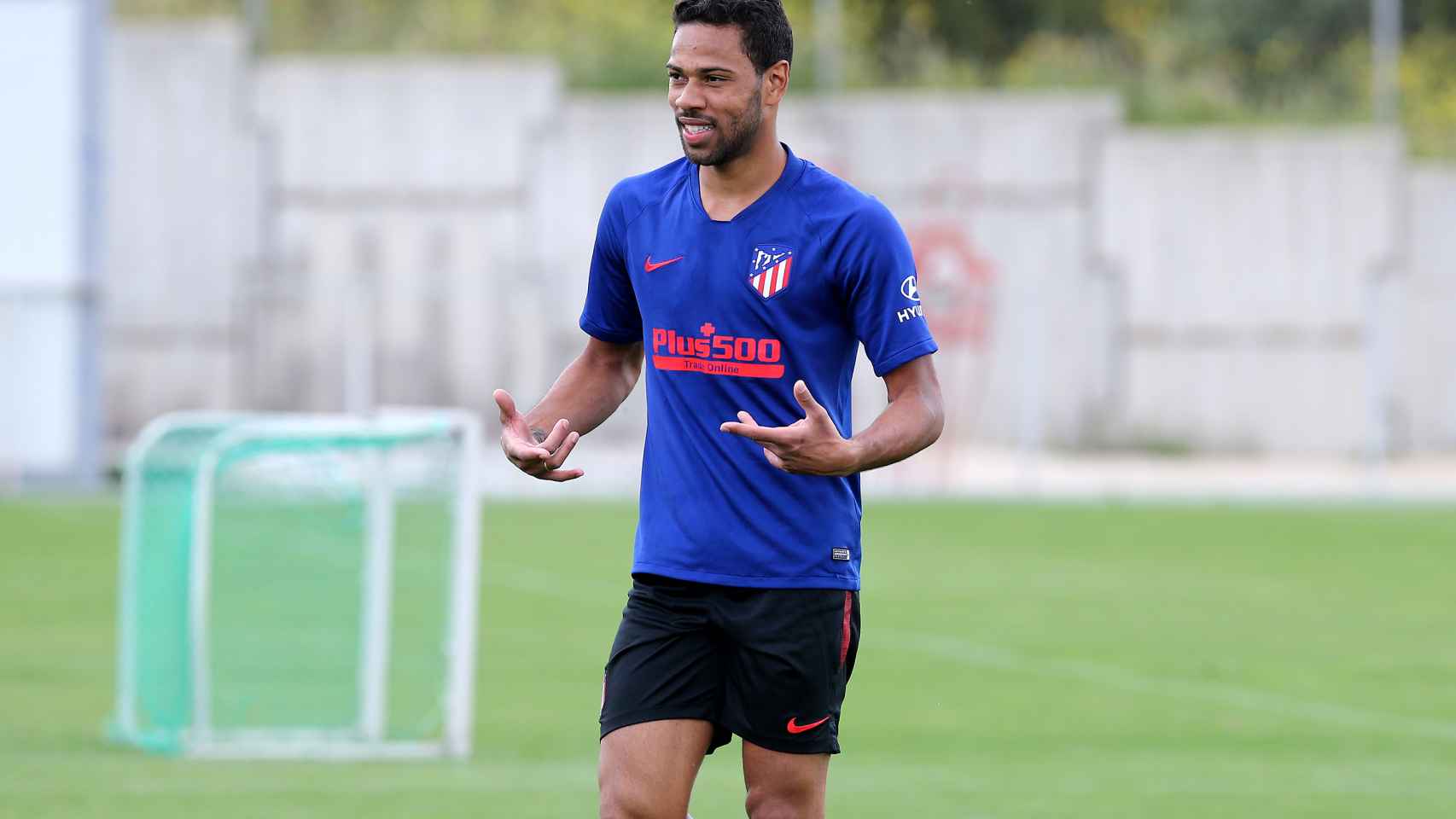 Renan Lodi, en un entrenamiento del Atlético de Madrid