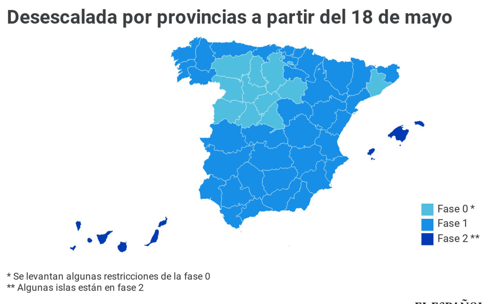 Toda España avanza a Fase 1 menos Madrid, Barcelona y zonas de Castilla y León