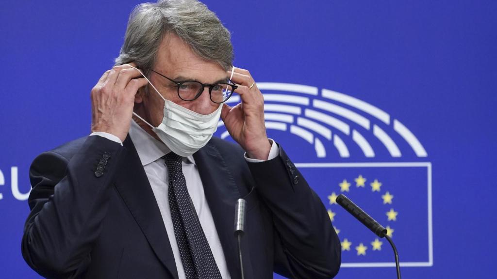 El presidente de la Eurocámara, David Sassoli, durante la rueda de prensa de este viernes