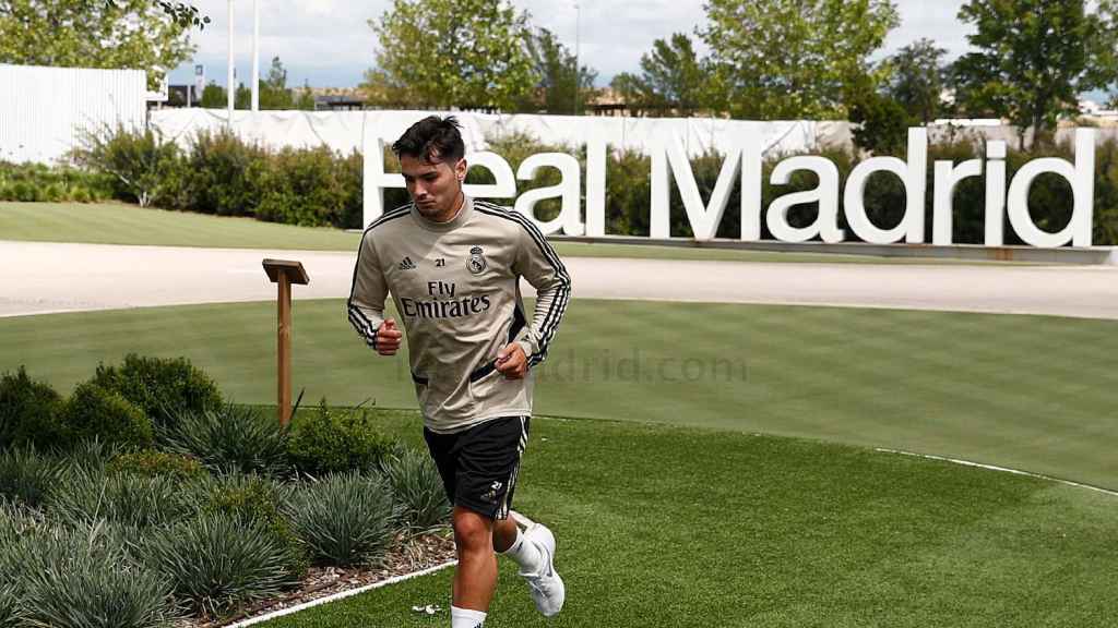 Brahim Díaz, en un entrenamiento del Real Madrid