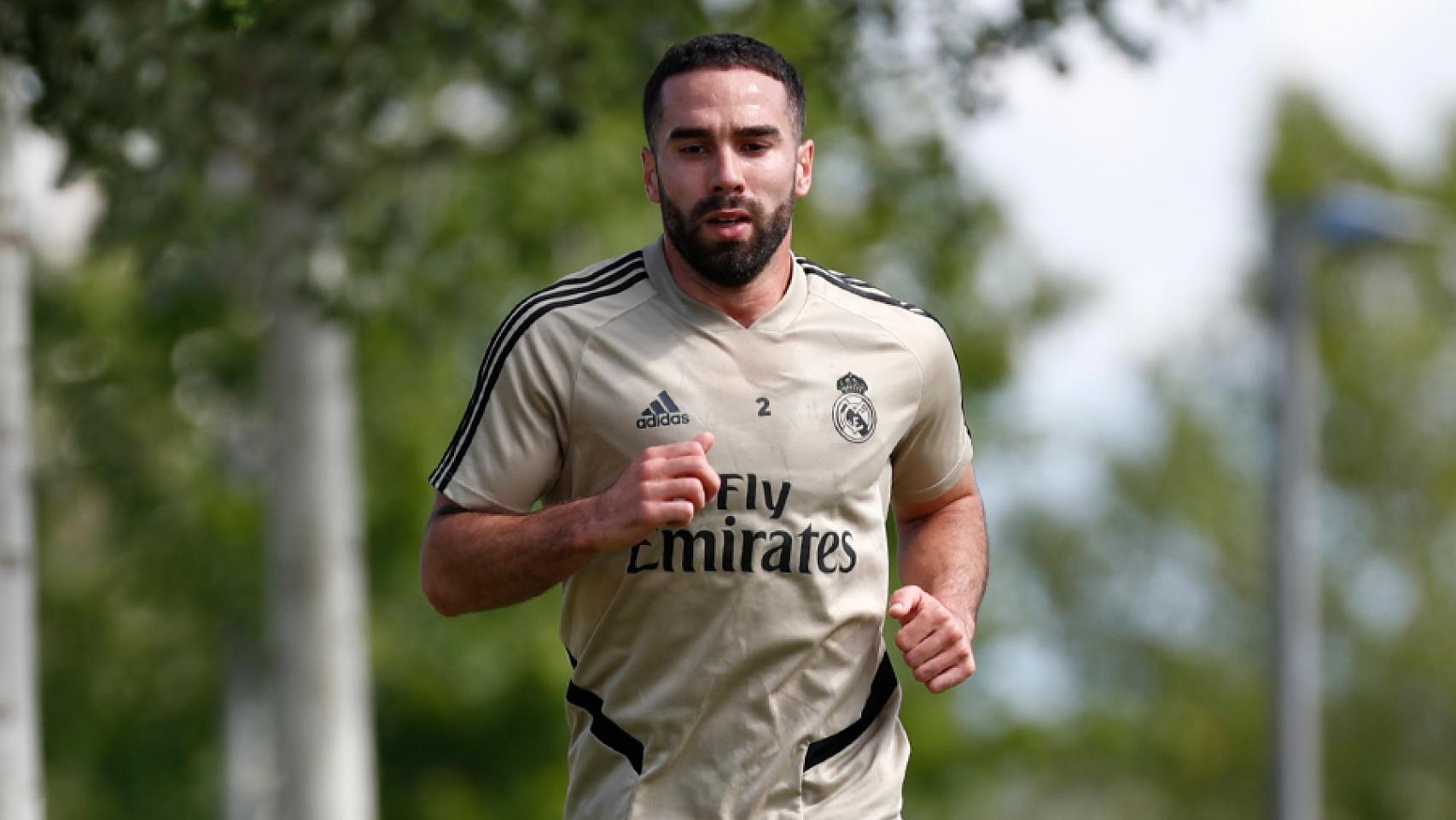 Dani Carvajal, en un entrenamiento del Real Madrid