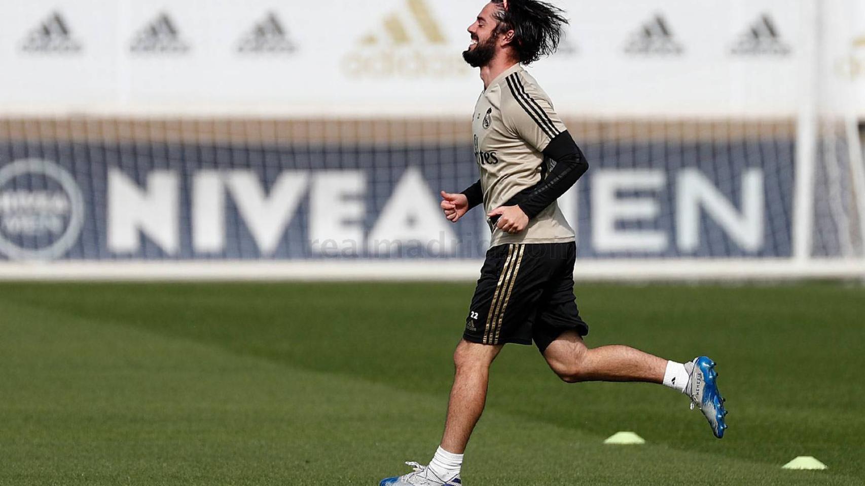 Isco Alarcón, en un entrenamiento del Real Madrid